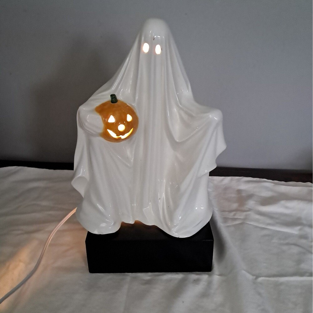 Byron Molds 1974 Ceramic Halloween Ghost & JackOLantern Pumpkin Early Casting